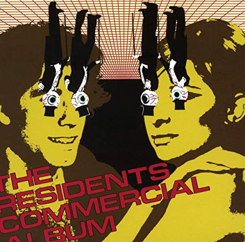 Album cover with two faces and guns for eyes, titled "The Residents Commercial Album".