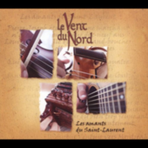 "CD cover with four close-up images of hands playing stringed instruments on a brown background."