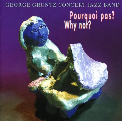 "CD cover featuring a sculpture of a person sitting, against a purple background."