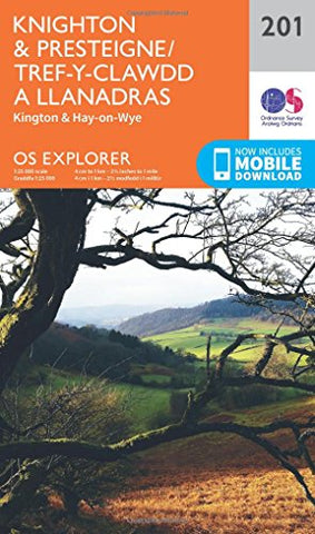Knighton & Presteigne / Tref-y-Clawdd a Llanandras Map | Kington & Hay-on-Wye | Ordnance Survey | OS Explorer Map 201 | England | Walks | Hiking | Maps | Adventure