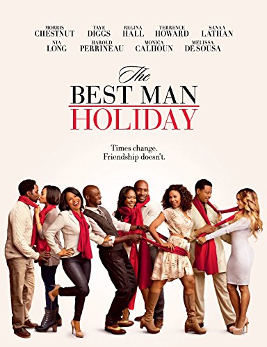 "Movie cover for 'The Best Man Holiday' featuring a group of adults holding hands."