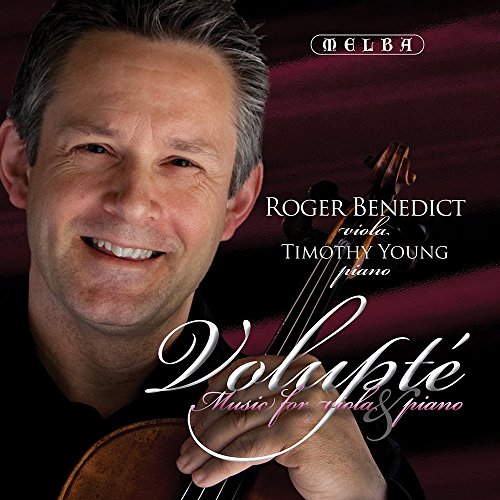 "CD cover featuring a man holding a viola with white and pink text overlay."