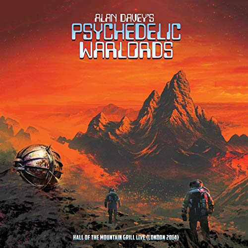 "CD cover art with futuristic scene, two astronauts, and spaceship on a planet."