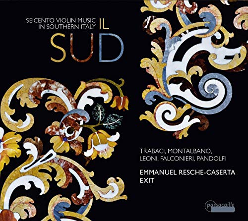 CD cover with ornate gold, white, and blue designs on a black background.
