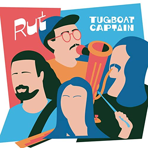 "Vinyl record cover featuring cartoon illustration of four band members."