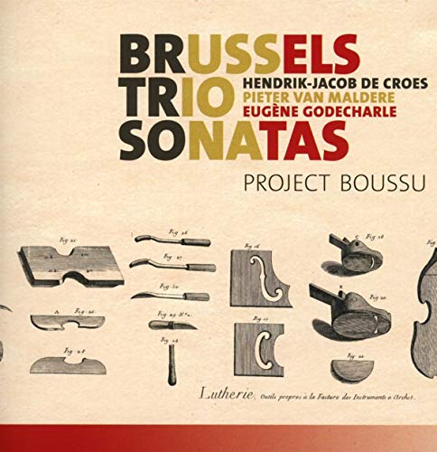 "CD cover with title 'Brussels Trio Sonatas' and illustrations of violin parts."