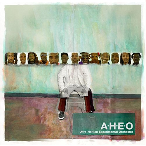 Vinyl album cover featuring a man sitting with 13 faces above him.