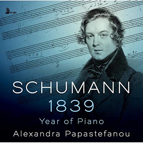 Album cover featuring a portrait of Robert Schumann with sheet music background.