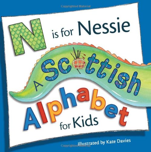 "Children's book cover featuring a green, wavy monster and colorful alphabet letters on a white background."