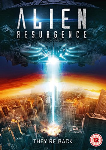 "Alien Resurgence DVD cover featuring a spaceship over a city with a red circle."