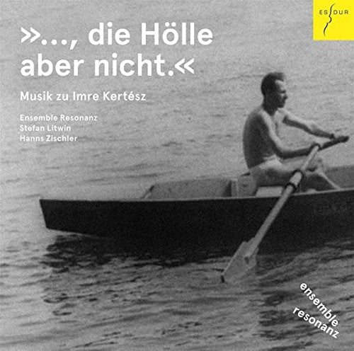 A black-and-white image of a man rowing a boat, with white text overlay.
