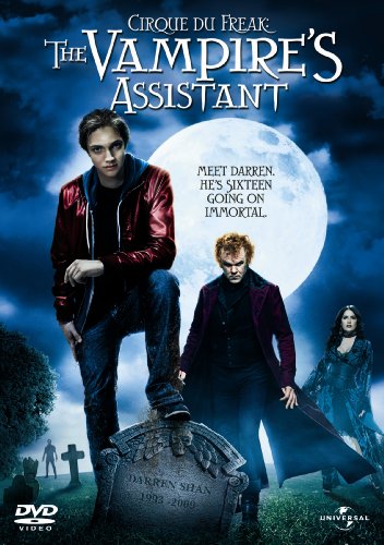 "Cirque Du Freak: The Vampire's Assistant DVD cover featuring three characters and a gravestone."