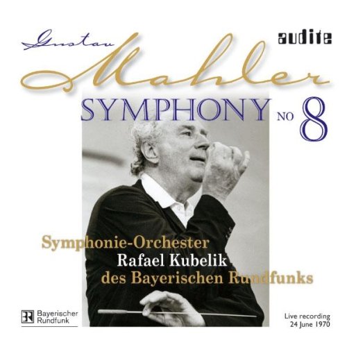 CD cover featuring black and white photo of conductor Rafael Kubelik with text overlay.