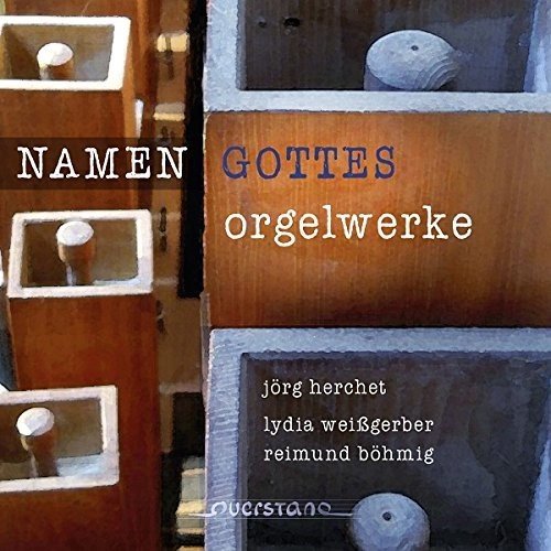 "CD cover featuring wooden organ pipes with white text overlay and Amazon logo."