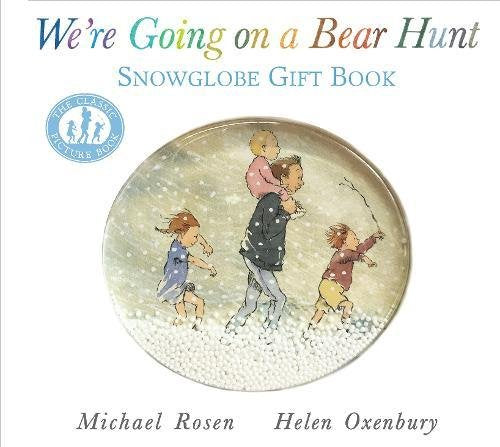 "Book cover featuring a snowy scene with a family inside a round snowglobe."