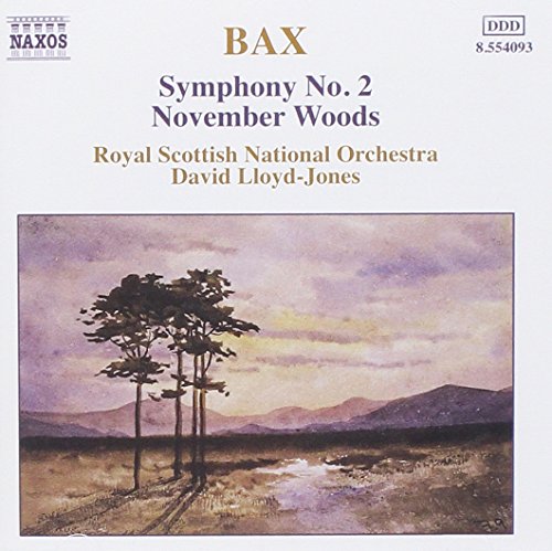 "Album cover with serene landscape painting and text describing classical music composition."
