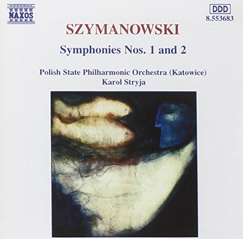 CD cover with abstract painting and text "SZYMANOWSKI Symphonies Nos. 1 and 2".