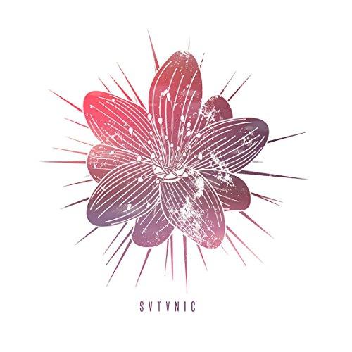 CD cover with a stylized, spiky floral design in red and purple.