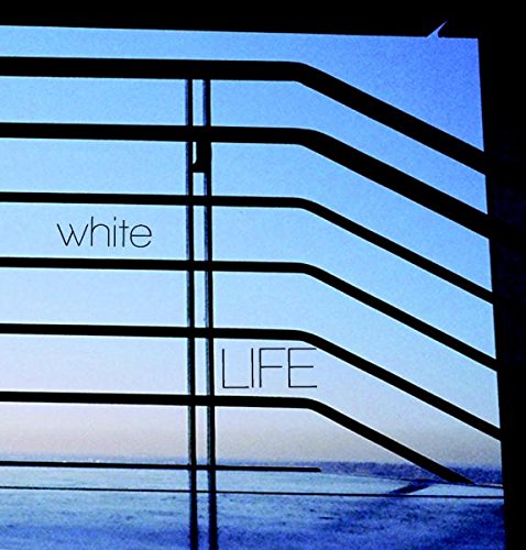 "Album cover with 'white life' text on a blue sky background with black bars."