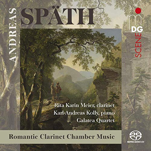 "CD cover with forest landscape, featuring 'Andreas Spath' and 'Romantic Clarinet Chamber Music' text."