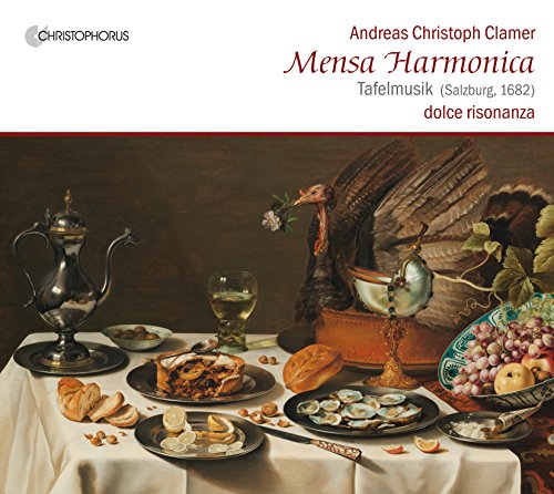 "CD cover featuring a still life of a table with food and a wine jug."