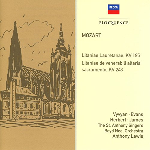 A CD cover featuring a church illustration and Mozart's litany compositions.