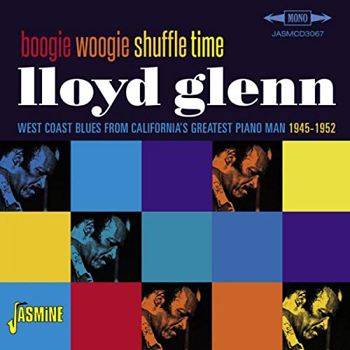 "CD cover with multicolored grid and musician photos, titled 'Lloyd Glenn Boogie Woogie'."