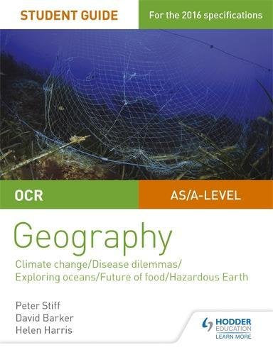 The image depicts the cover of a geography textbook. Alt text: "Textbook cover with underwater image and 'Geography' title."