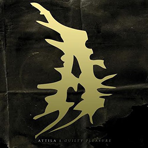 "Album cover with a gold abstract shape on a black, textured background."