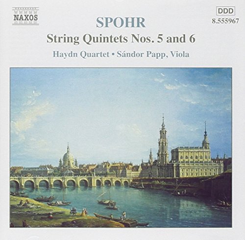 CD cover with a river cityscape painting, featuring "SPOHR String Quintets Nos. 5 and 6".