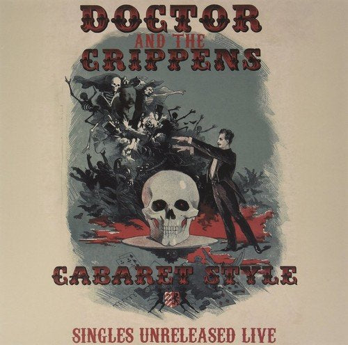 Album cover featuring a man, skeleton, and musicians with red and green hues.