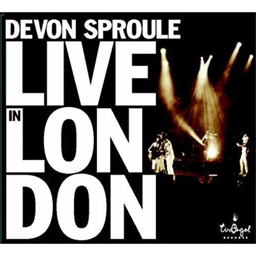 "Album cover with 'Devon Sproule Live in London' text and a stage performance image."