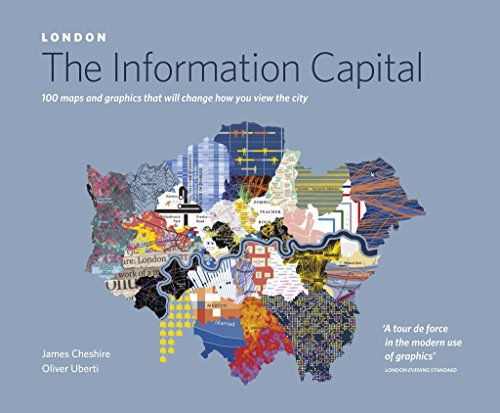 Book cover with a map of London composed of various colorful graphics on a blue background.