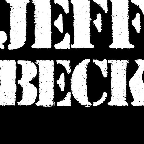 The image is a cropped black-and-white graphic with the partial text "JEFF BECK" visible, likely an album cover. Alt text: "Partial image of white text 'JEFF BECK' on a black background."