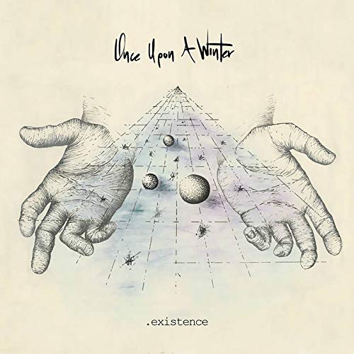 "Album cover with two hands and a pyramid, titled 'Once Upon A Winter: existence'."
