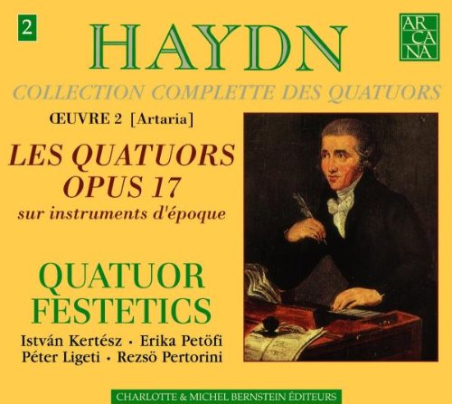 Yellow CD cover with portrait of Haydn and text in French and green accents.