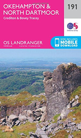Okehampton & North Dartmoor Map | Crediton & Bovey Tracey | Ordnance Survey | OS Landranger Map 191 | England | Walks | Cycling | Days Out | Maps | Adventure