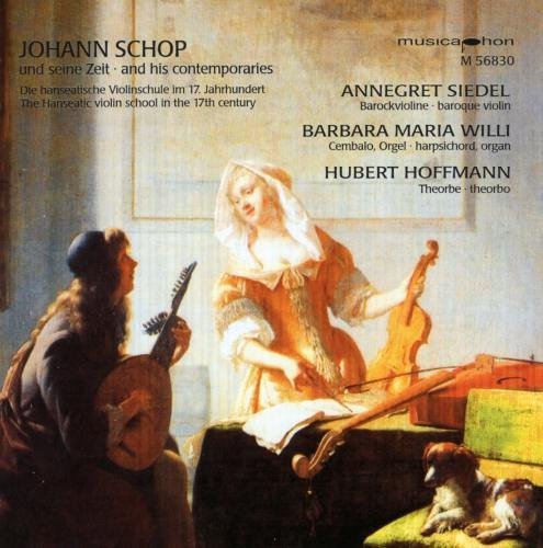 "CD cover featuring a painting of a man and woman playing stringed instruments together."