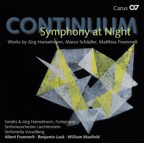 "CD cover with abstract geometric shapes and text on a black background."