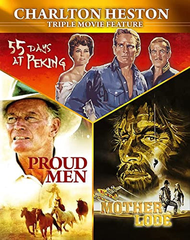 Charlton Heston Triple Bill - Mother Lode. 55 Days In Peking & Proud Men [BLU-RAY]