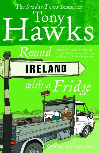 "Book cover of 'Round Ireland With A Fridge' by Tony Hawks, featuring a truck with a fridge."