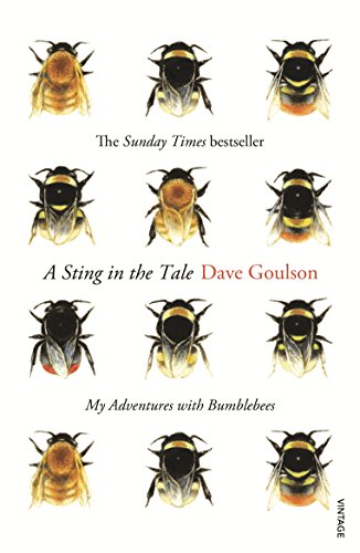 Book cover with 12 bumblebees and title "A Sting in the Tale" on white background.