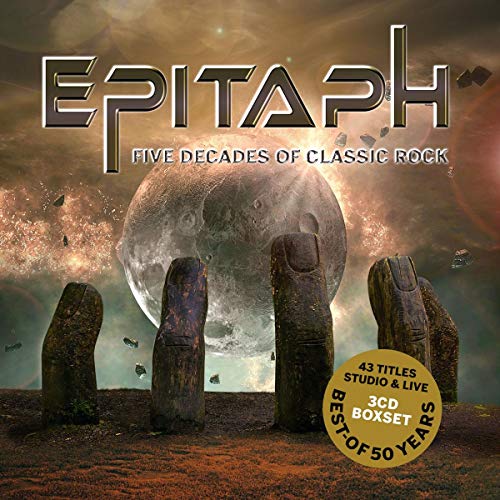"Epitaph" CD box set cover featuring stone pillars and a large moon.