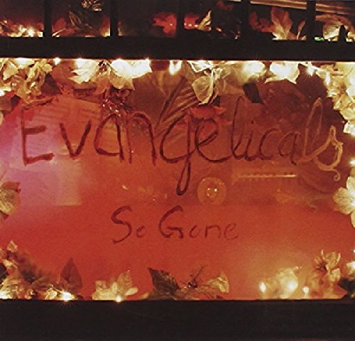 "Album cover with 'Evangelicals' and 'So Gone' handwritten on a red background with flowers."