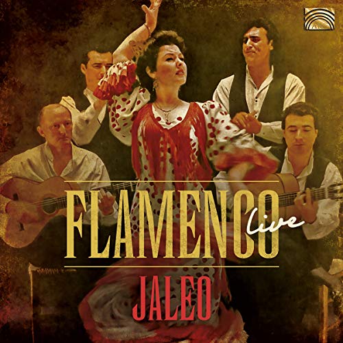 "Flamenco album cover with a dancing woman and four male musicians."