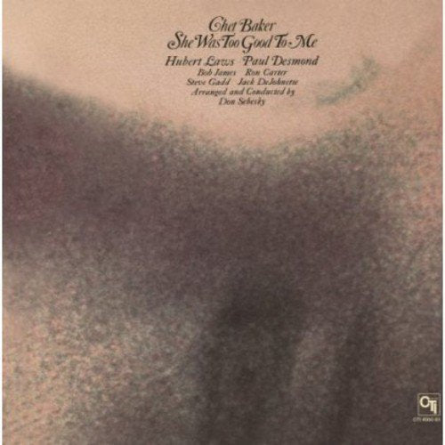 Chet Baker album cover with abstract pink, green, and black textured background and black text.