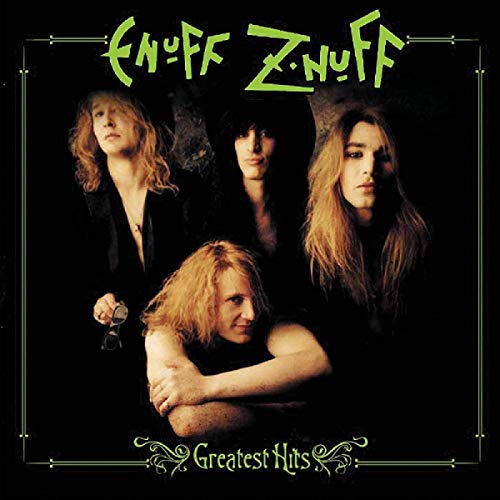 "Album cover featuring four long-haired men against a black background with green text."
