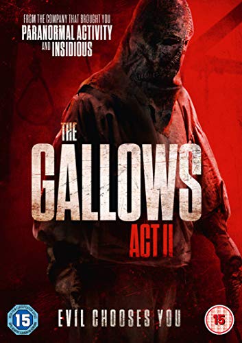 "The Gallows Act II" DVD cover featuring a hooded, masked figure against a red background.