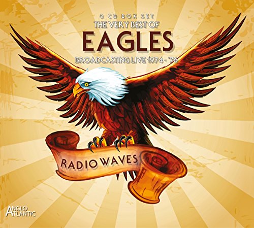 "CD cover featuring an eagle holding a scroll with 'Radio Waves' on a yellow background."