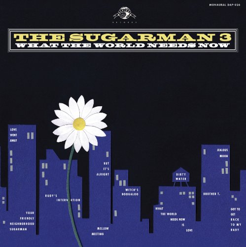 Album cover with a white daisy on a cityscape against a dark background.